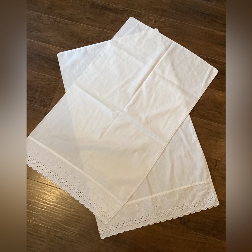 2 King Queen Size Pillow Cases Battenberg Lace White 20xz34.   #5